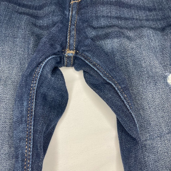 Express High Waisted Medium Wash Embroidered Ripped 90s Skinny/legging Jeans - Picture 4 of 9